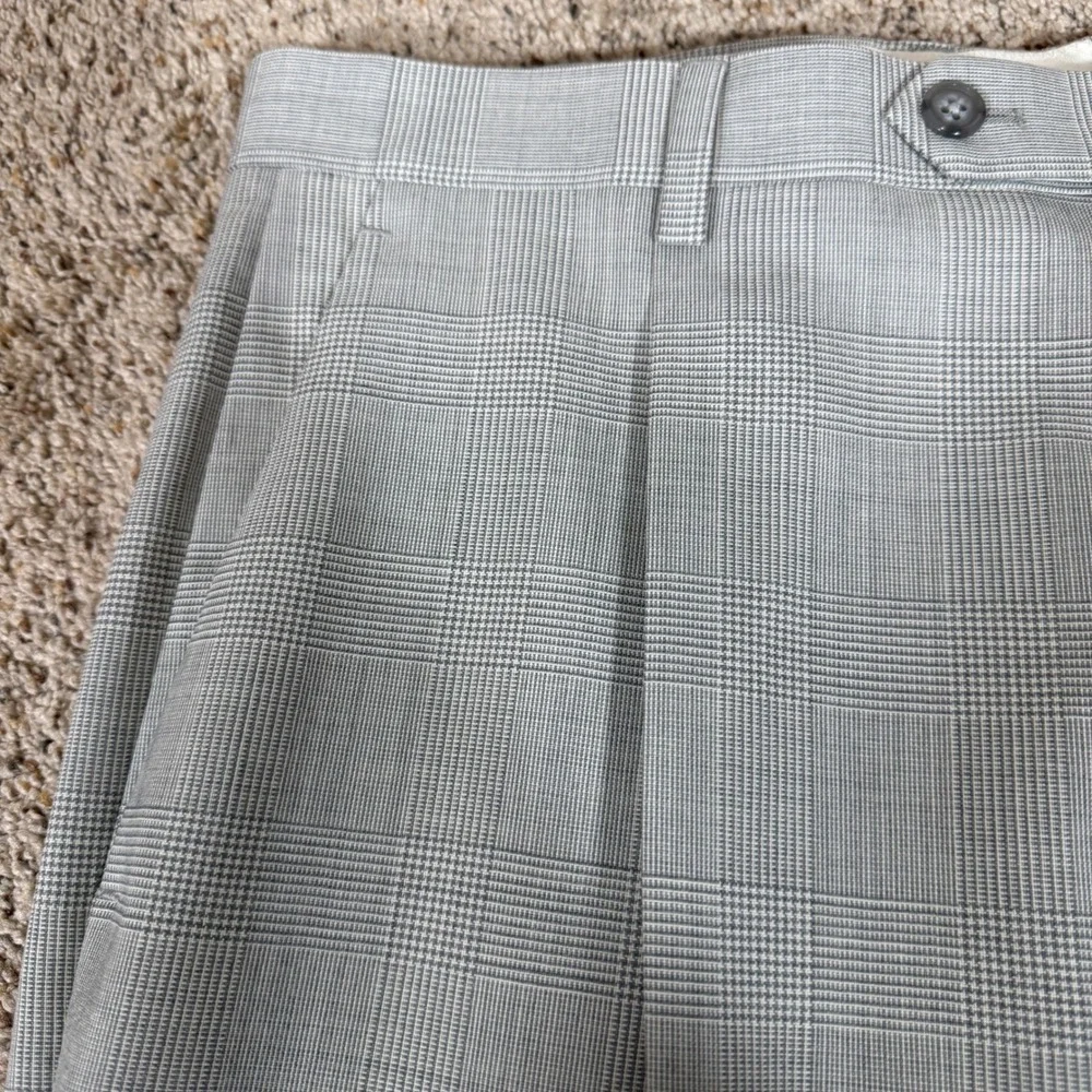 J.Crew Kenmare Mens Wool Relaxed Pleated Tan Glen Plaid Dress Pants Size 34X30